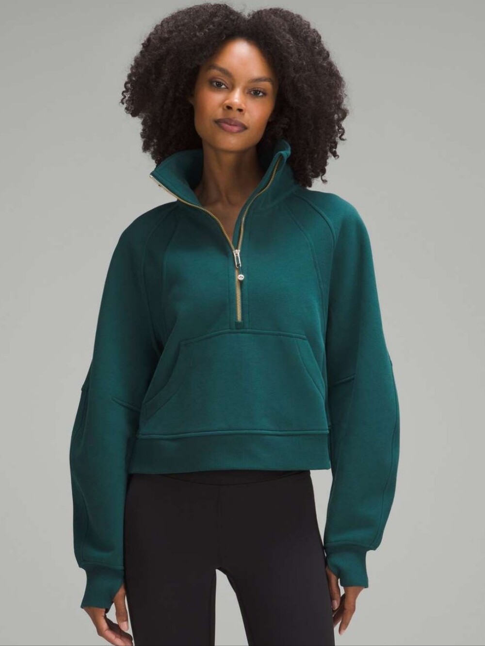 Lululemon Scuba Oversized Funnel Neck Half Zip Storm Teal Green M L Women's